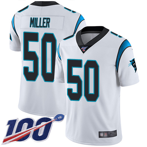 Carolina Panthers Limited White Men Christian Miller Road Jersey NFL Football #50 100th Season Vapor Untouchable->carolina panthers->NFL Jersey